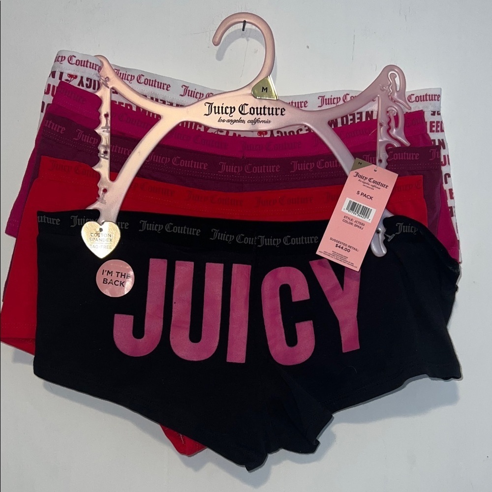 Juicy Couture Black and Pink Hipster Panties Set of 5 NWT 072726